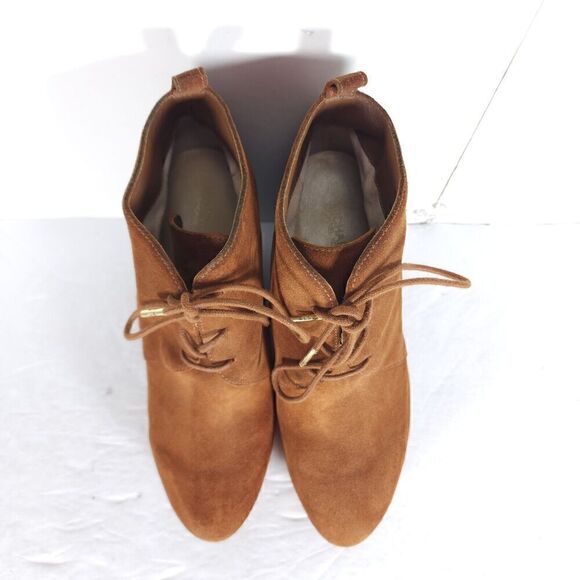 MICHAEL KORS Piece US 7,5M Brown Suede Lace Up Wedge Booties Ankle Boots - Picture 3 of 15